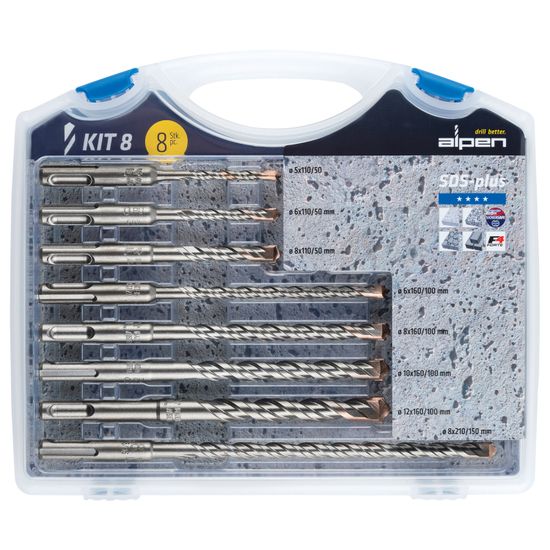 ALPEN Sds Plus Drill Bit Set 8 Piece In Plastic Carry Case